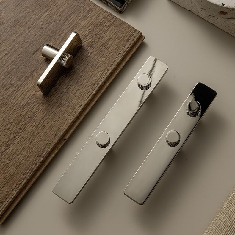 TONA Elegant Brass Drawer Knob and Pulls for Home Glossy Silver Furniture Handles