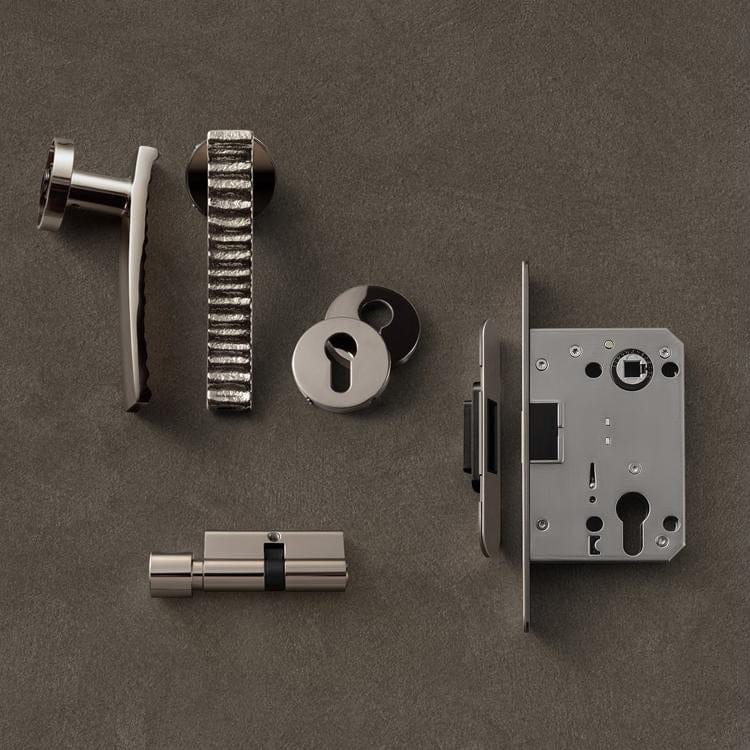 TONA Elegant Textured Door Handle Luxury Brass Door Hardware Titanium Silver Door Lock