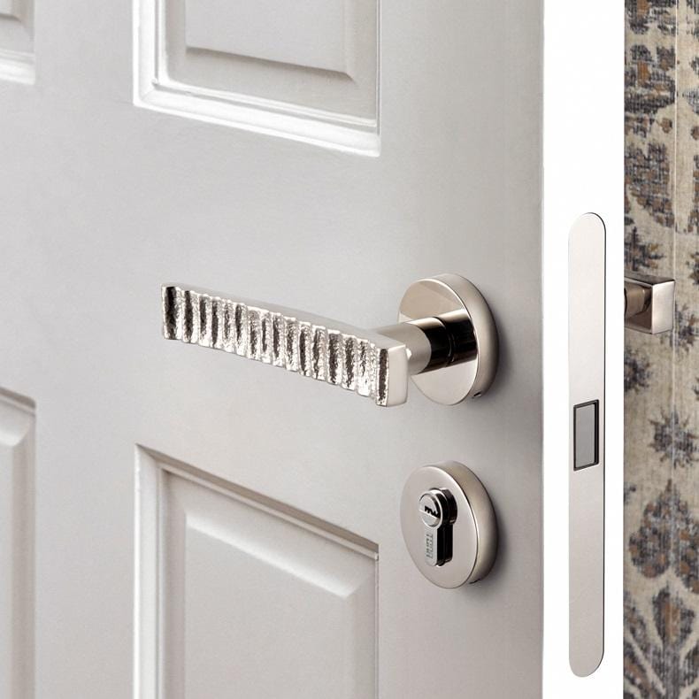 TONA Elegant Textured Door Handle Luxury Brass Door Hardware Titanium Silver Door Lock