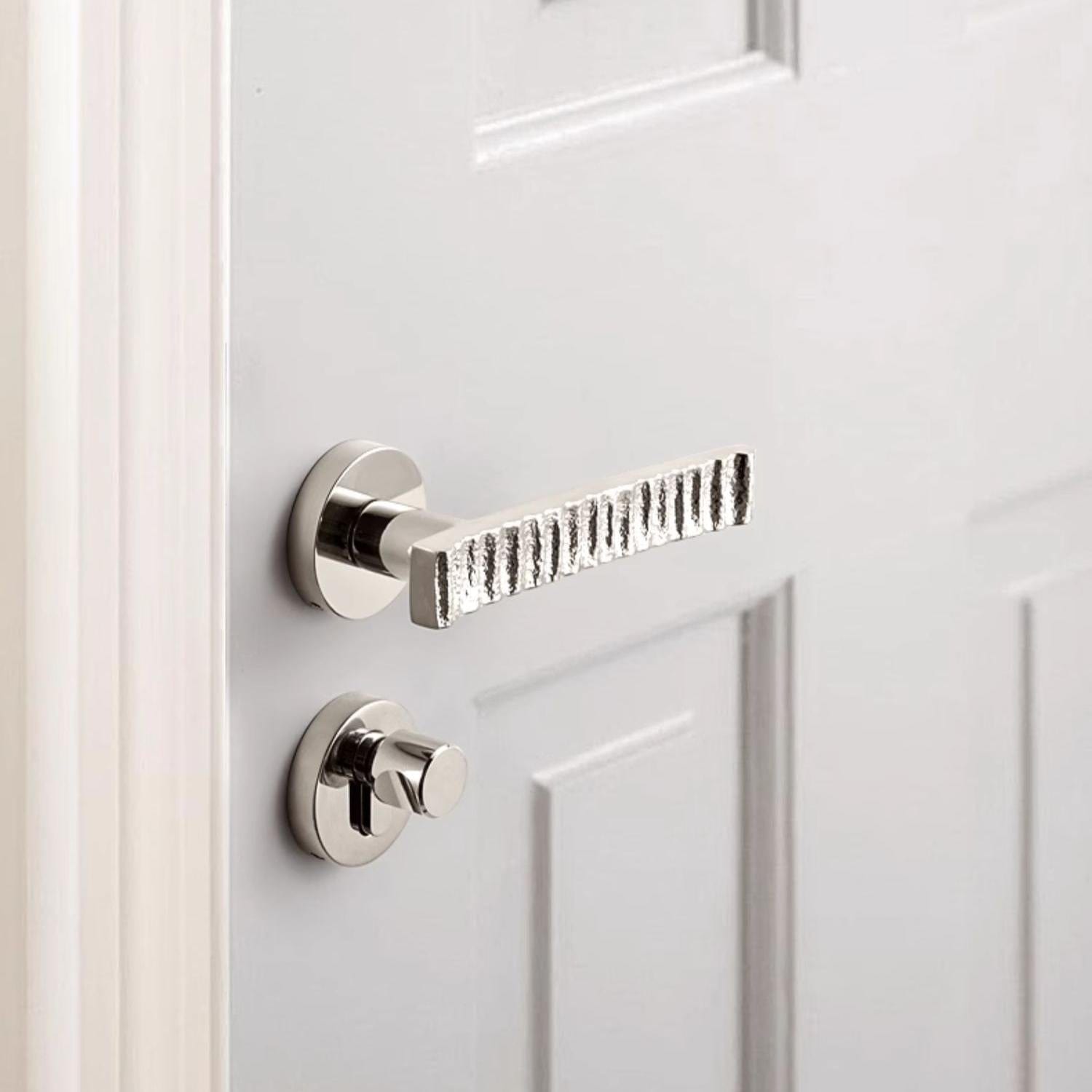 TONA Elegant Textured Door Handle Luxury Brass Door Hardware Titanium Silver Door Lock