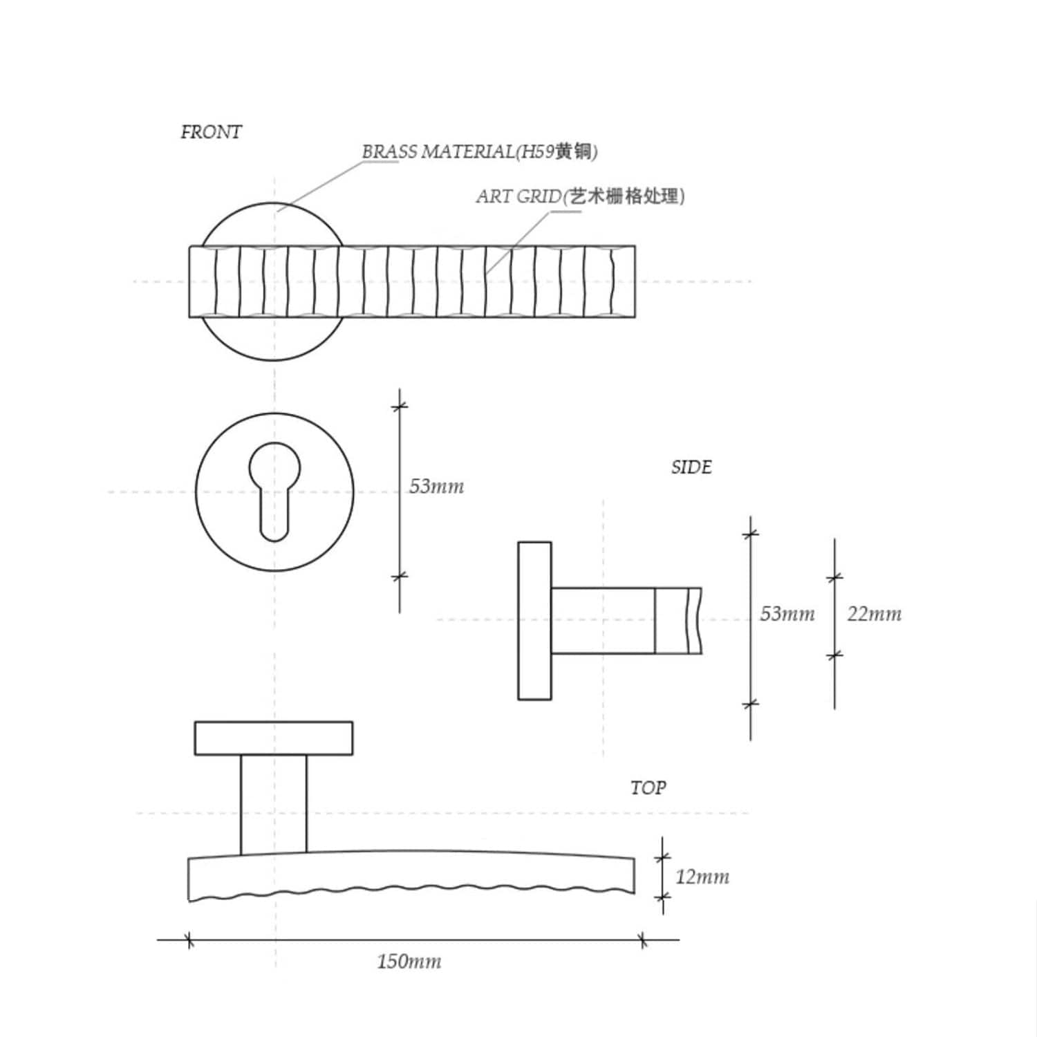 TONA Elegant Textured Door Handle Luxury Brass Door Hardware Titanium Silver Door Lock