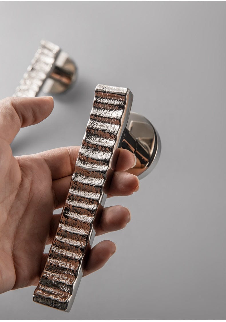 TONA Elegant Textured Door Handle Luxury Brass Door Hardware Titanium Silver Door Lock