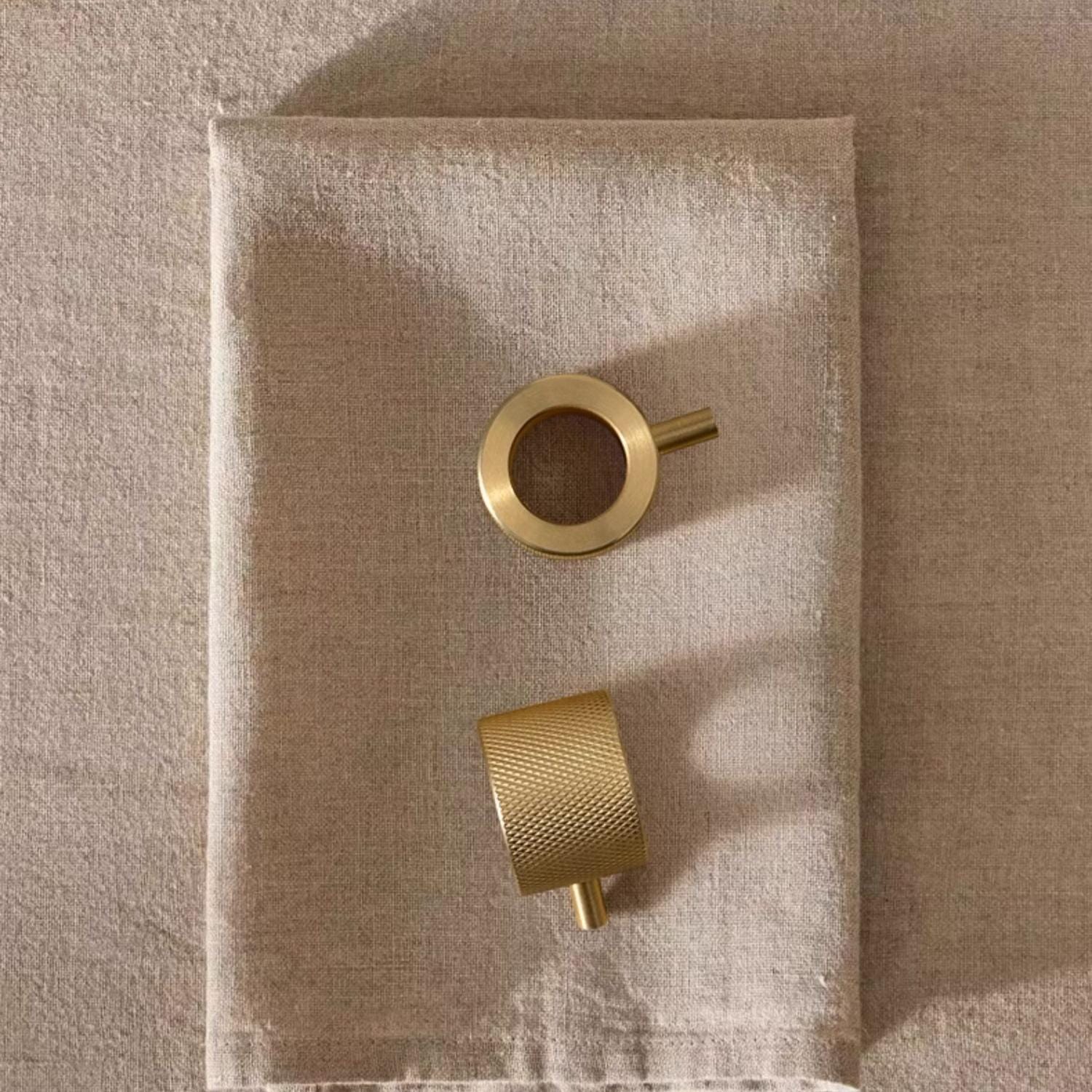 TONA French Knurled Cabinet Knobs Circular Finger Ring Handle Solid Brass Small Knob
