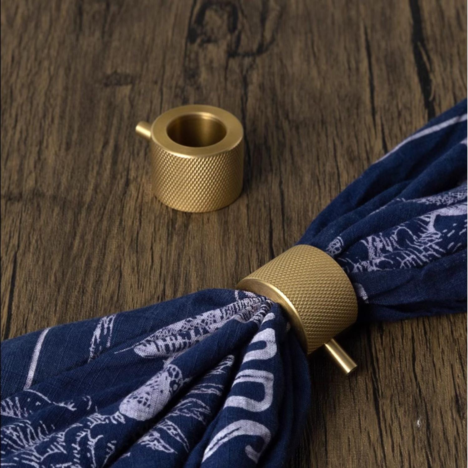 TONA French Knurled Cabinet Knobs Circular Finger Ring Handle Solid Brass Small Knob