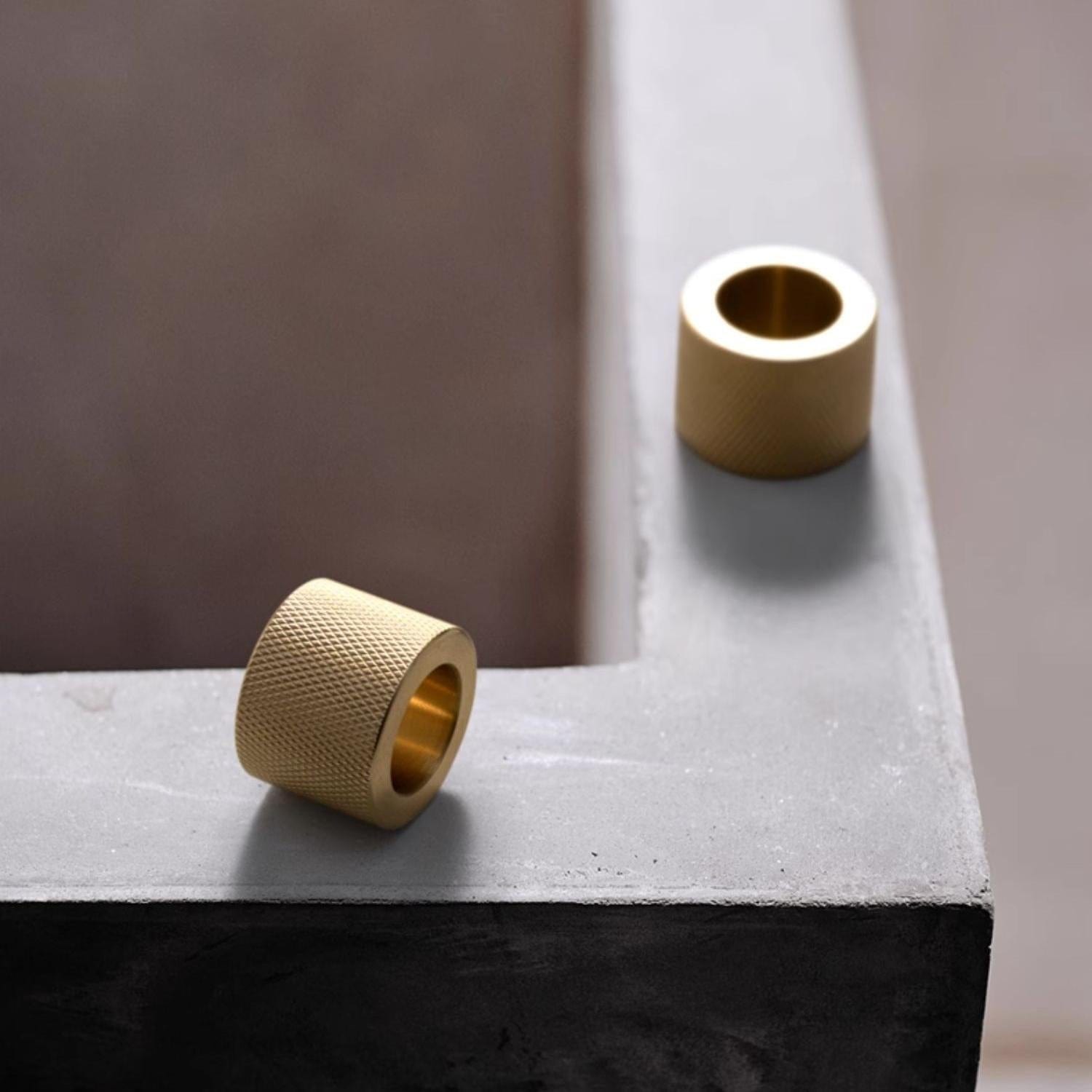 TONA French Knurled Cabinet Knobs Circular Finger Ring Handle Solid Brass Small Knob