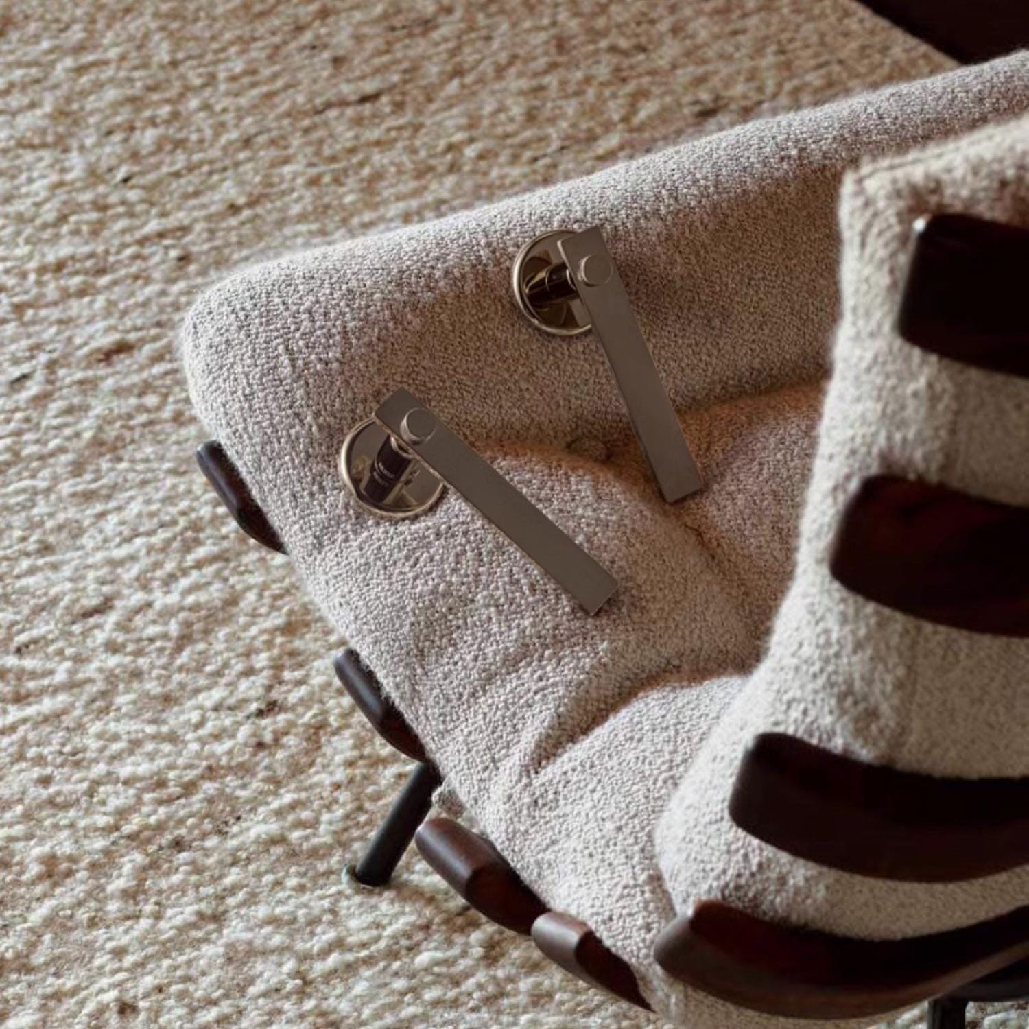 TONA Mid-century Modern Solid Brass Interior Door Lock Titanium Silver Bedroom Door Handle