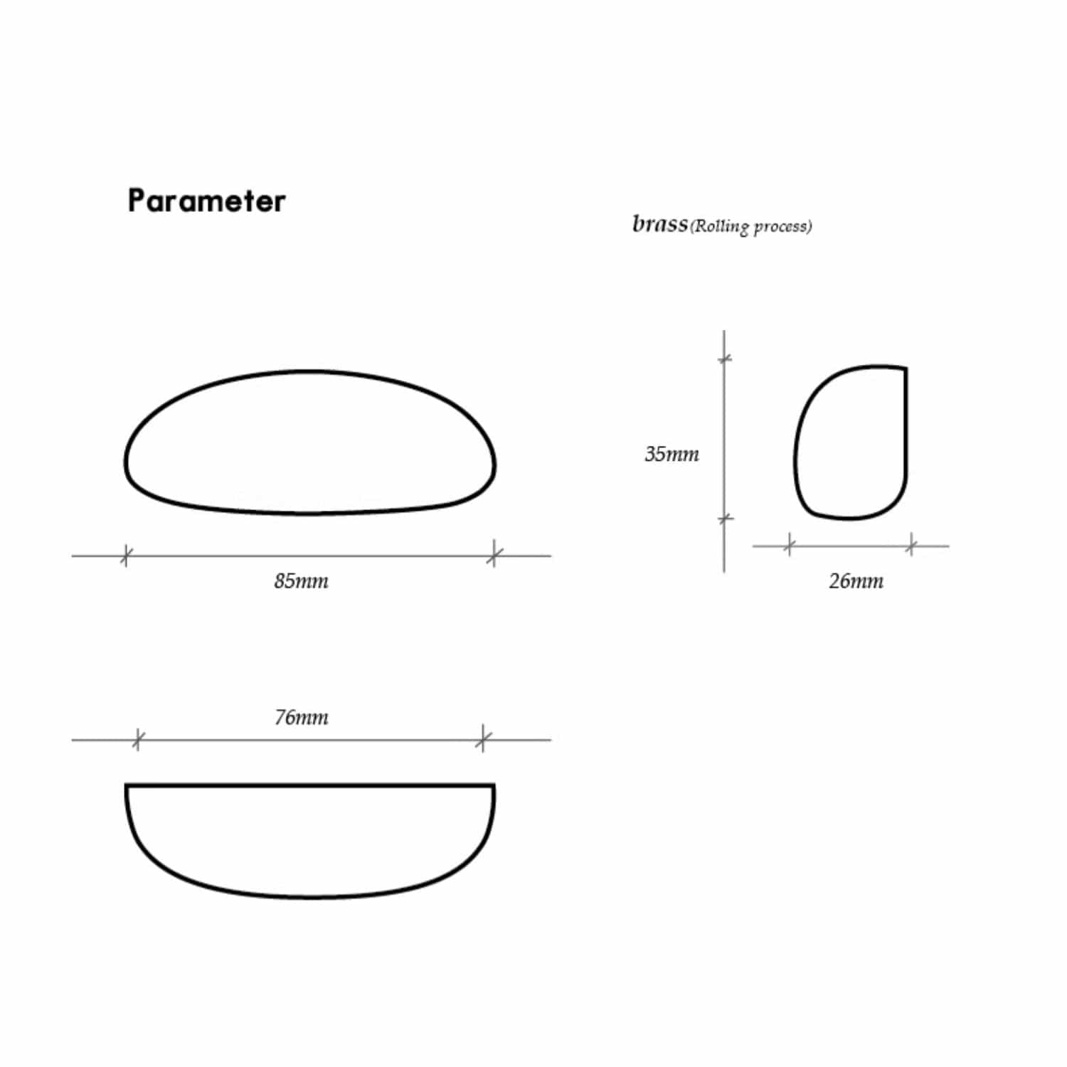 TONA Modern Solid Brass Furniture Handle Nordic Minimalist Style Drawer Handle Glossy Silver Kitchen Handle