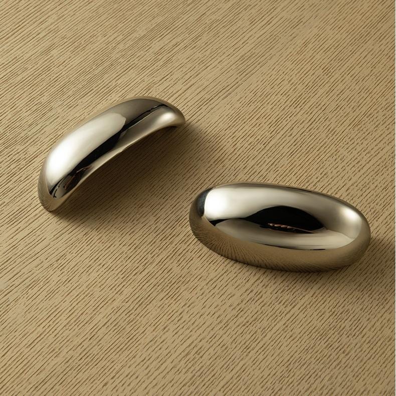 TONA Modern Solid Brass Furniture Handle Nordic Minimalist Style Drawer Handle Glossy Silver Kitchen Handle