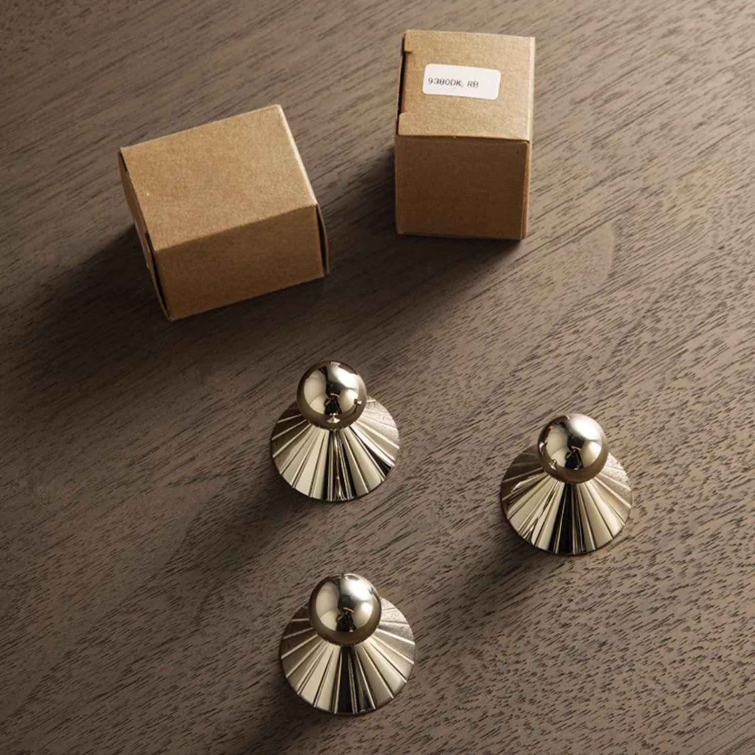 TONA Polished Titanium Silver Solid Brass Cabinet Knobs Luxurious Modern Drawer Knobs