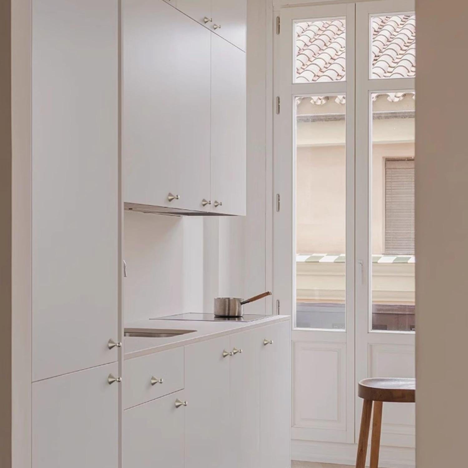 TONA Polished Titanium Silver Solid Brass Cabinet Knobs Luxurious Modern Drawer Knobs