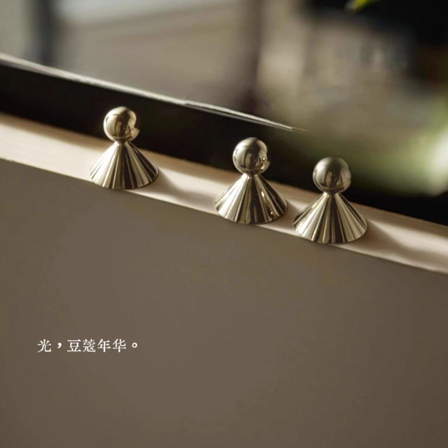 TONA Polished Titanium Silver Solid Brass Cabinet Knobs Luxurious Modern Drawer Knobs