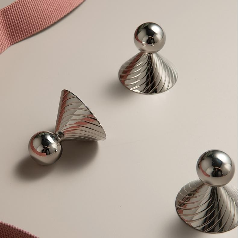 TONA Polished Titanium Silver Solid Brass Cabinet Knobs Luxurious Modern Drawer Knobs