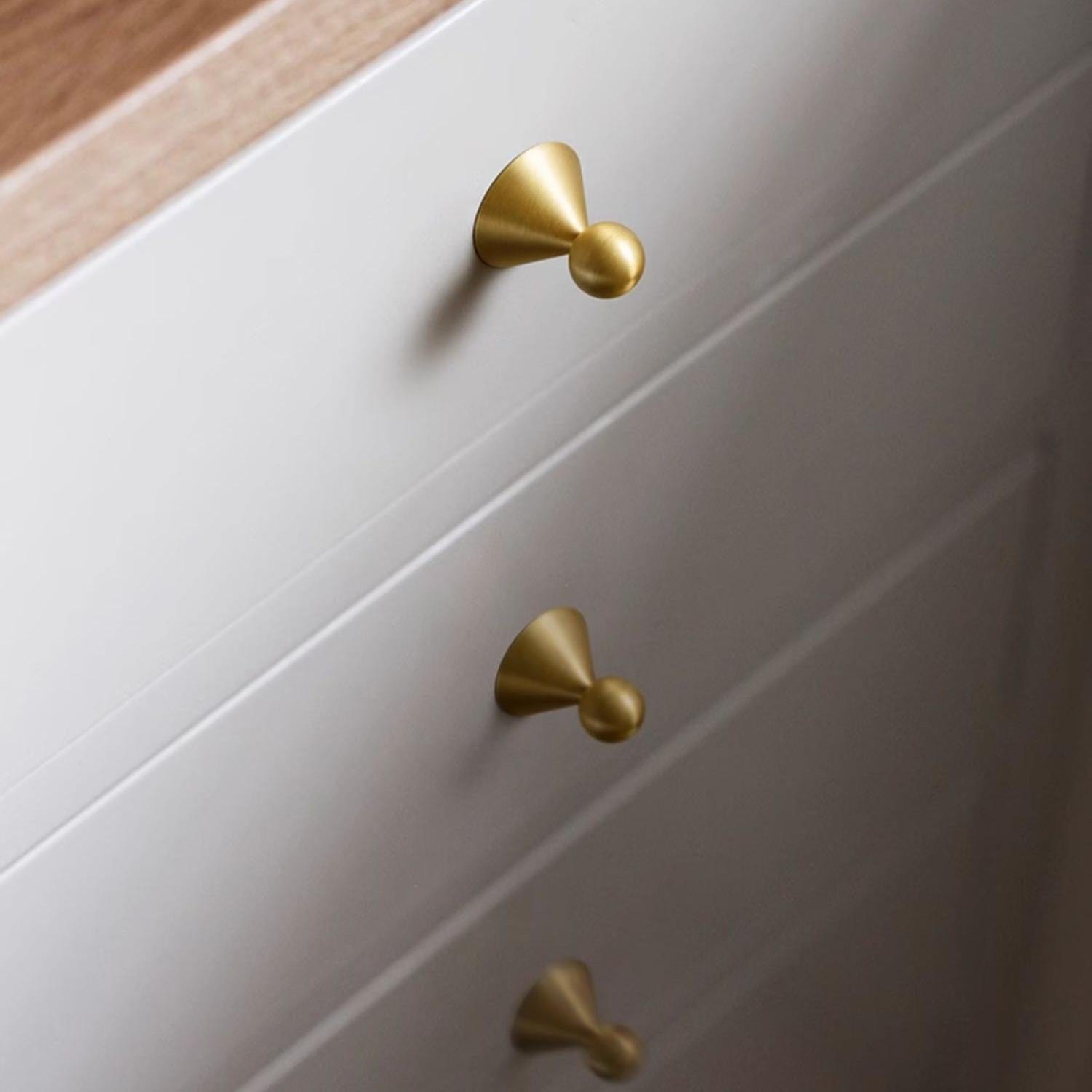 TONA Polished Titanium Silver Solid Brass Cabinet Knobs Luxurious Modern Drawer Knobs