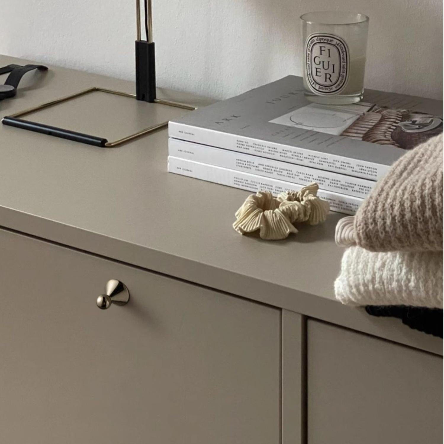 TONA Polished Titanium Silver Solid Brass Cabinet Knobs Luxurious Modern Drawer Knobs