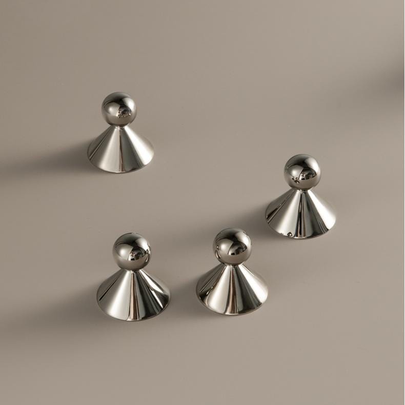 TONA Polished Titanium Silver Solid Brass Cabinet Knobs Luxurious Modern Drawer Knobs