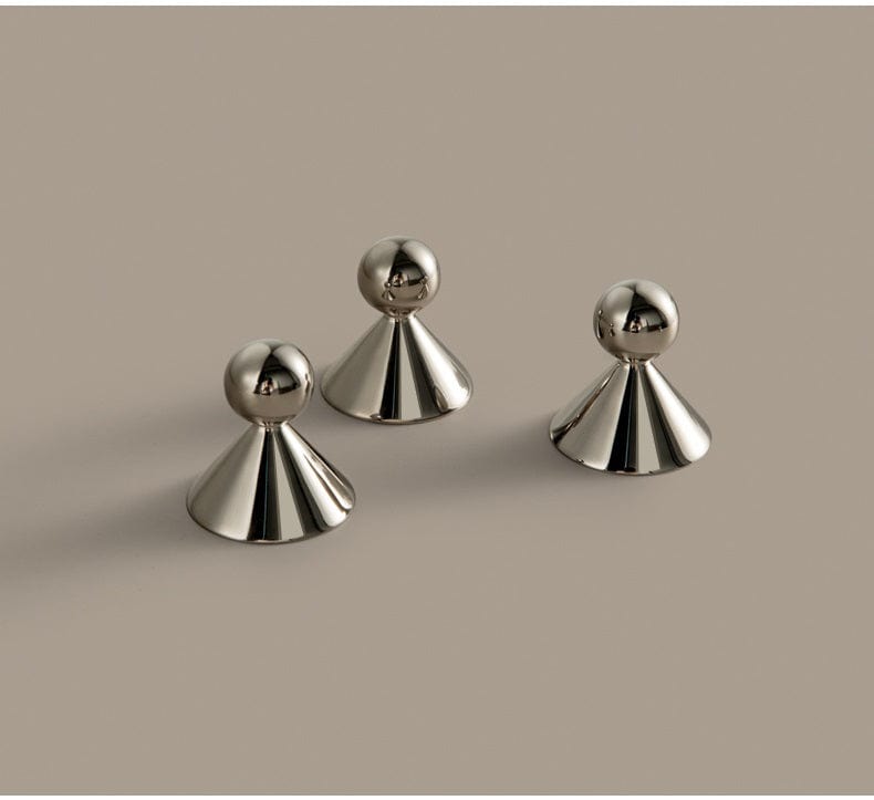 TONA Polished Titanium Silver Solid Brass Cabinet Knobs Luxurious Modern Drawer Knobs