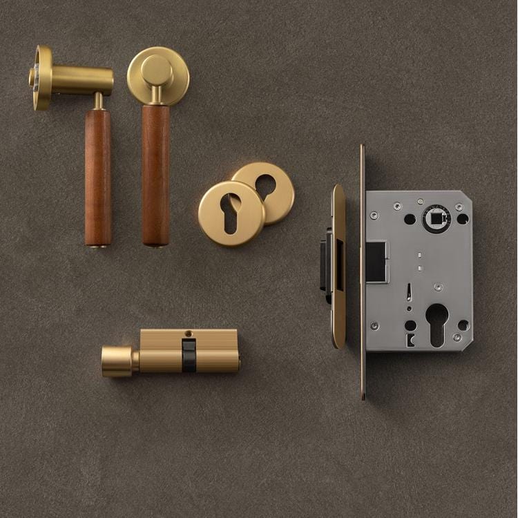 TONA Soild Brass Mute Door Lock Black Walnut Door Lock Handle Anti-theft Gate Lock