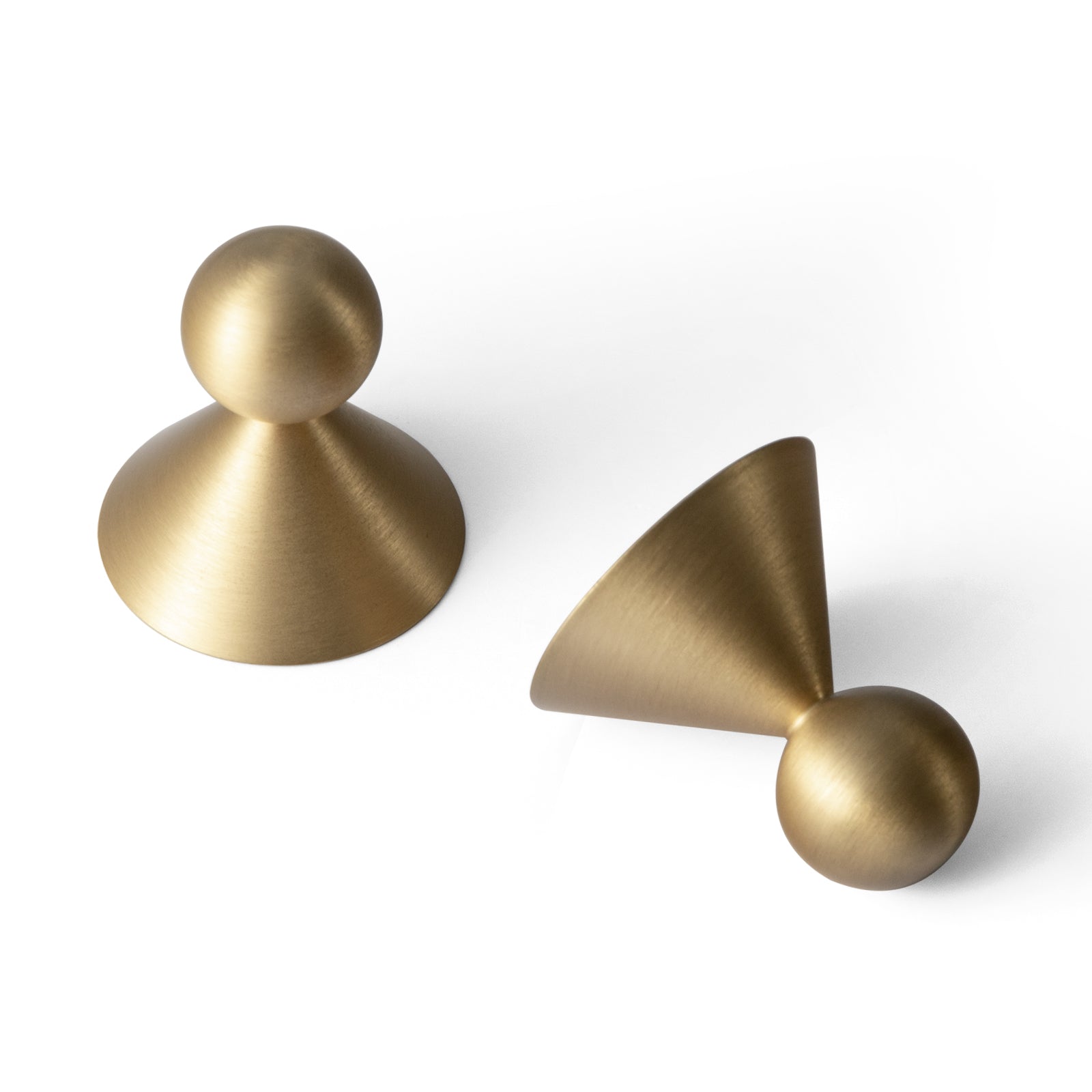 TONA Style 1 / Brushed Brass / 2 Pack Polished Titanium Silver Solid Brass Cabinet Knobs Luxurious Modern Drawer Knobs