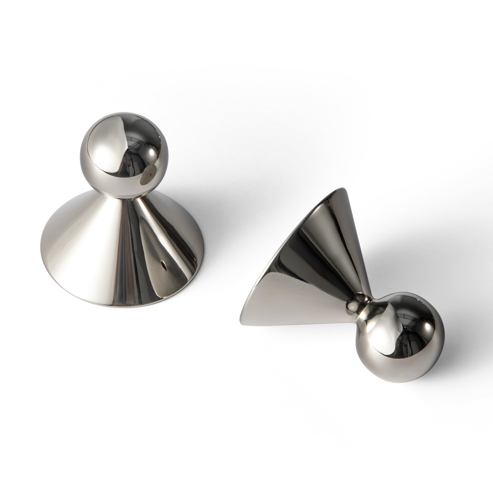 TONA Style 1 / Titanium Silver / 2 Pack Polished Titanium Silver Solid Brass Cabinet Knobs Luxurious Modern Drawer Knobs
