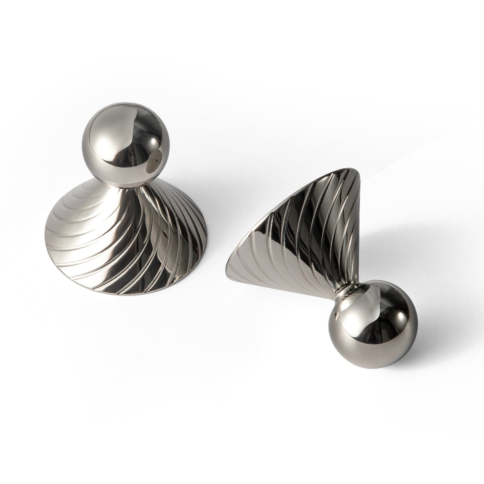 TONA Style 2 / Titanium Silver / 2 Pack Polished Titanium Silver Solid Brass Cabinet Knobs Luxurious Modern Drawer Knobs