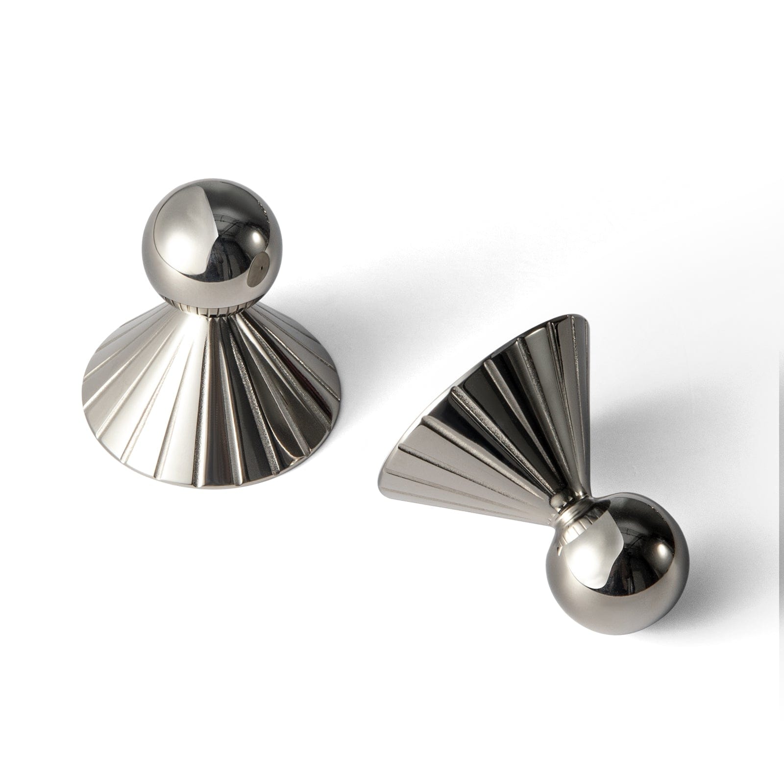 TONA Style 3 / Titanium Silver / 2 Pack Polished Titanium Silver Solid Brass Cabinet Knobs Luxurious Modern Drawer Knobs