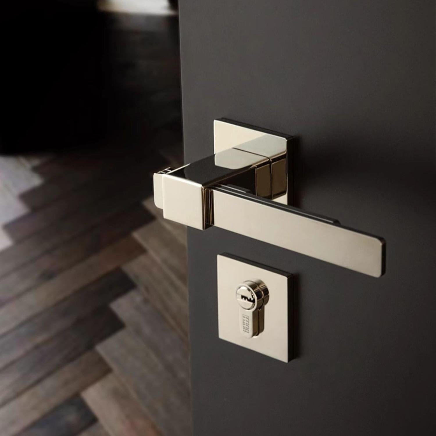 TONA Stylish Square-shaped Door Hardware Kit H59 Brass Titanium Silver Door Lock