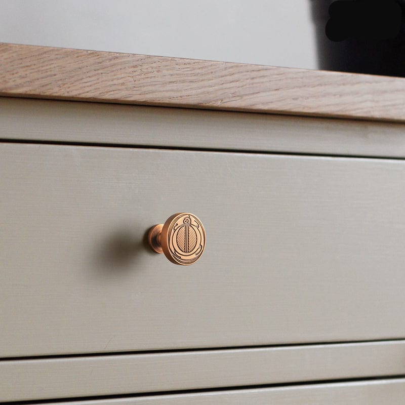 TONA Terracotta - Colored Copper Knobs with Ancient Pottery Patterns Traditional Furniture Knobs