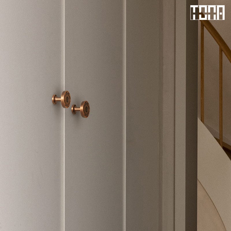 TONA Terracotta - Colored Copper Knobs with Ancient Pottery Patterns Traditional Furniture Knobs