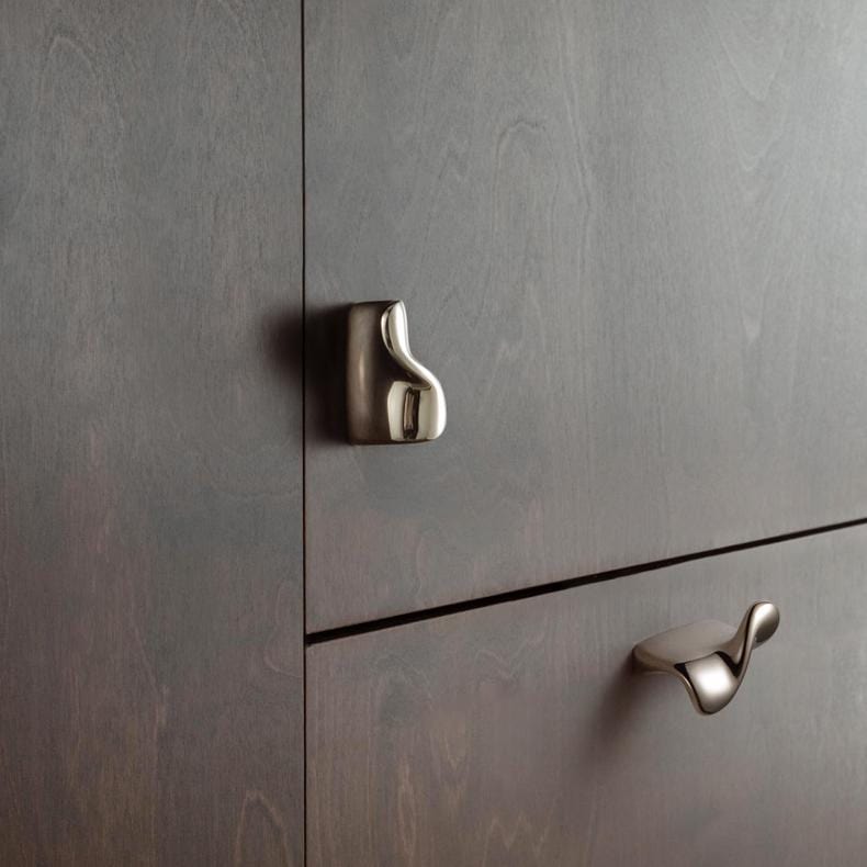 TONA Titanium Silver / 1.25'' Hole Center / 2 Pack Titanium Silver Copper Cabinet Pull with Organic Twisted Shape