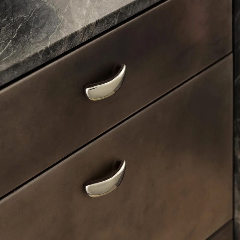 TONA Titanium Silver / 2.5'' Hole Center / 2 Pack Modern Titanium Silver Copper Cabinet Pull with Smooth Curved Form