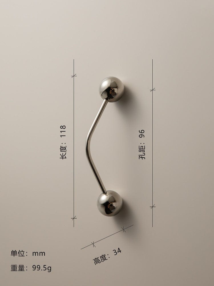 TONA Titanium Silver / 3.78'' Hole Center / 2 Pack Creative Brass Furniture Handle Novelty Cabinet Bar Pulls European Minimalist Handle