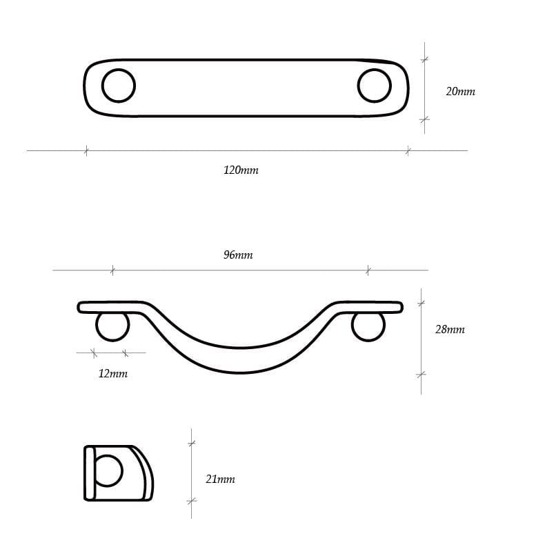 TONA Titanium Silver / 3.78'' Hole Center / 2 Pack Elegant Titanium Silver Copper Cabinet Pull with Classic Curved Form