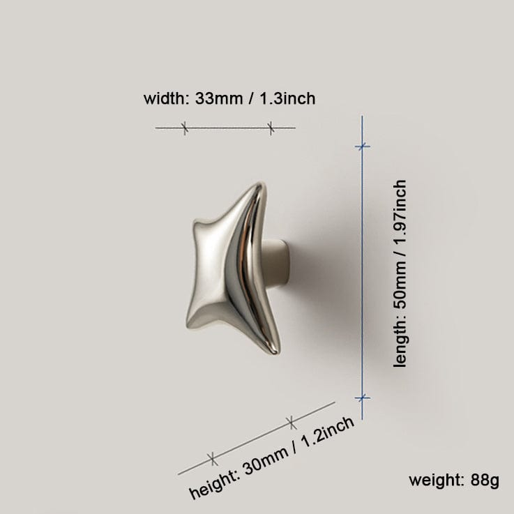 TONA Titanium Silver / Knob / 2 Pack Star-Inspired Titanium Silver Cabinet Knobs Electroplated Brass Cabinet Hardware