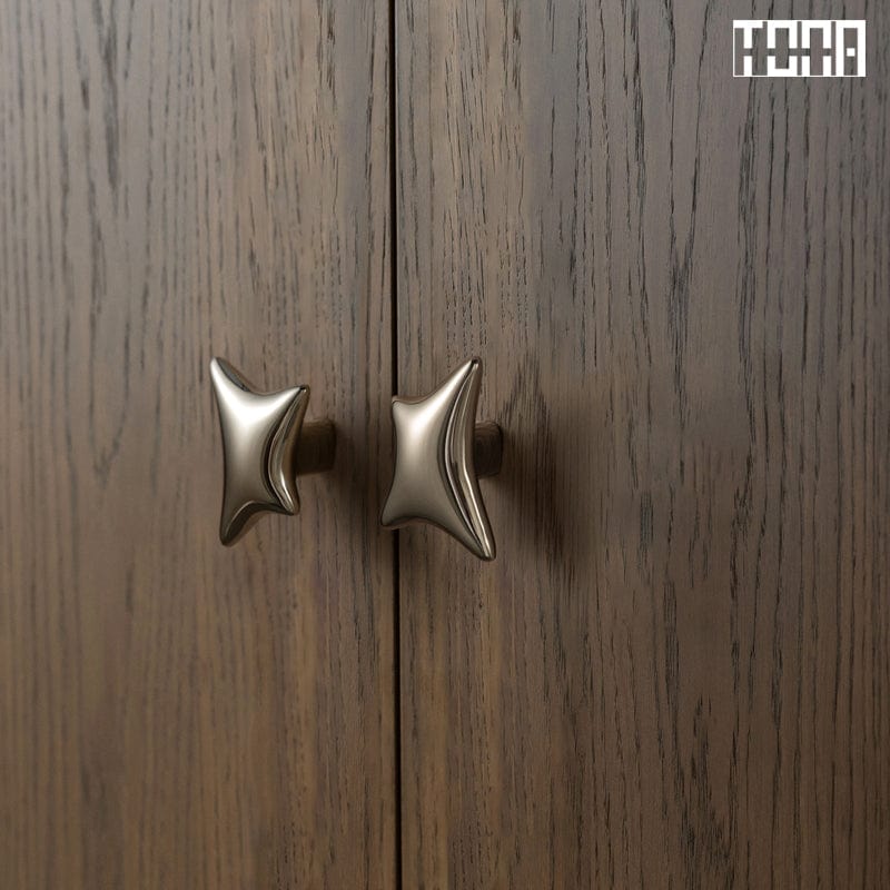 TONA Titanium Silver / Knob / 2 Pack Star-Inspired Titanium Silver Cabinet Knobs Electroplated Brass Cabinet Hardware