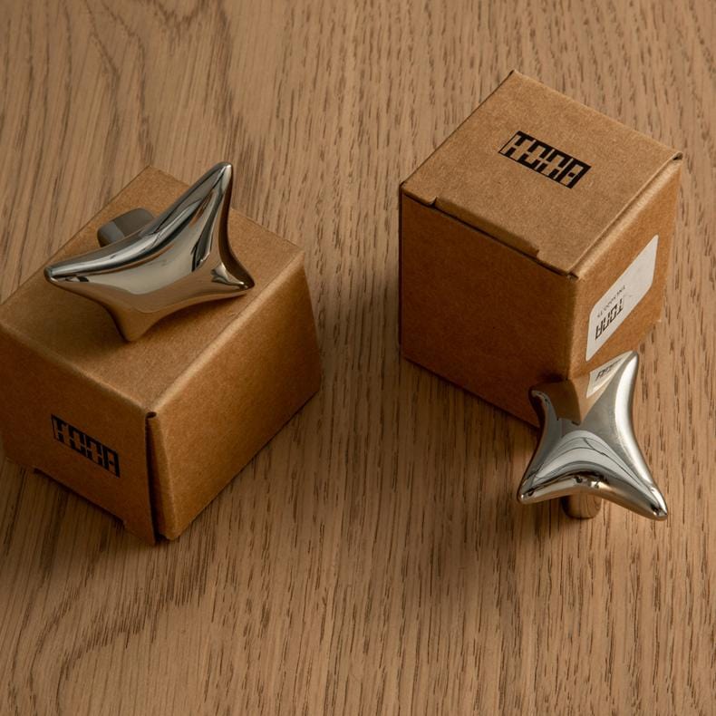 TONA Titanium Silver / Knob / 2 Pack Star-Inspired Titanium Silver Cabinet Knobs Electroplated Brass Cabinet Hardware