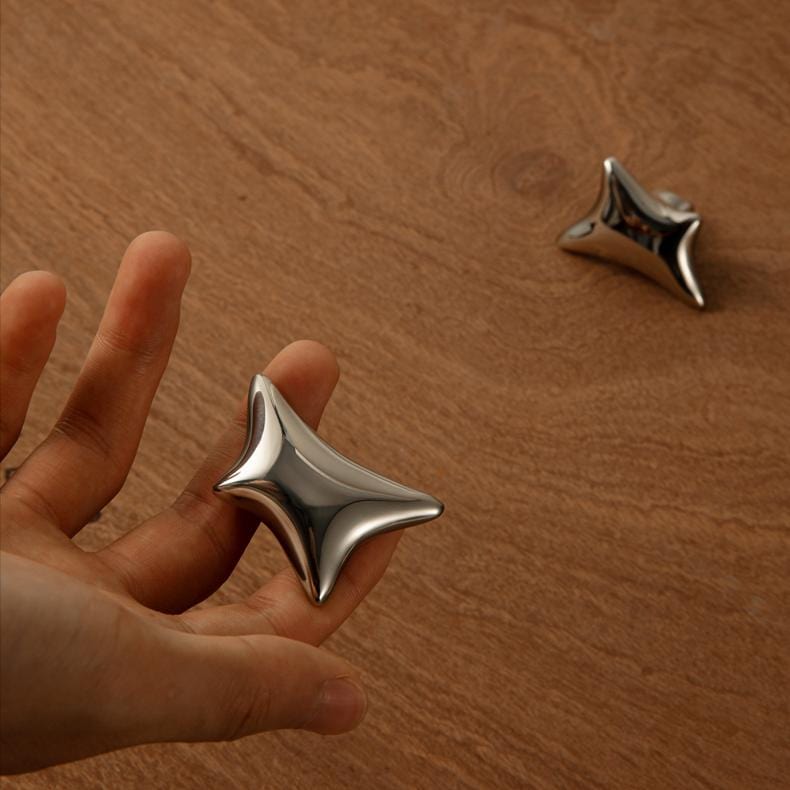 TONA Titanium Silver / Knob / 2 Pack Star-Inspired Titanium Silver Cabinet Knobs Electroplated Brass Cabinet Hardware