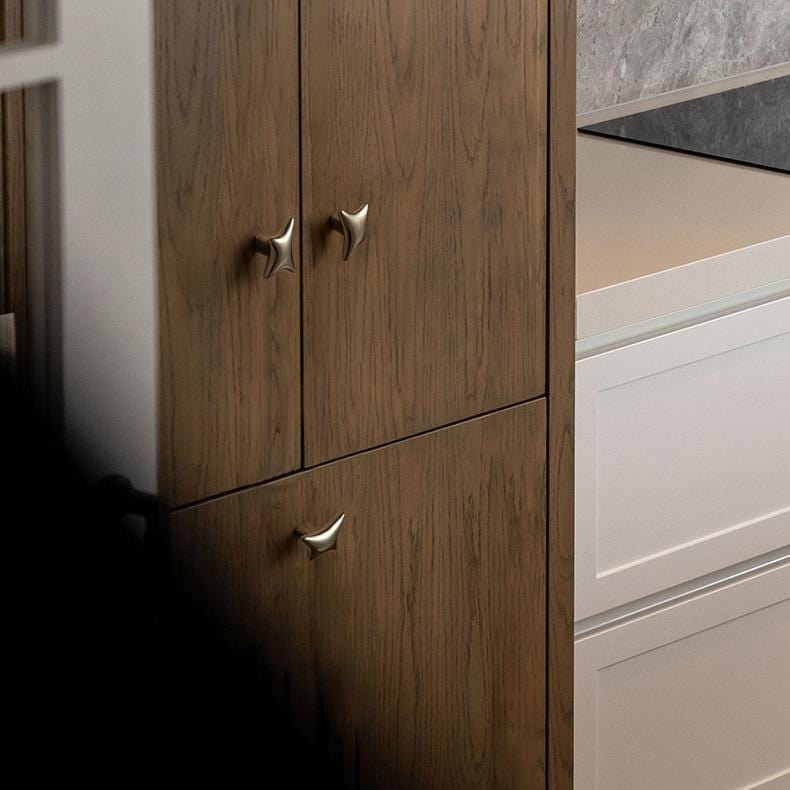 TONA Titanium Silver / Knob / 2 Pack Star-Inspired Titanium Silver Cabinet Knobs Electroplated Brass Cabinet Hardware