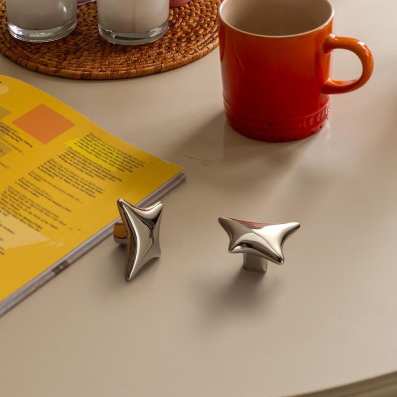 TONA Titanium Silver / Knob / 2 Pack Star-Inspired Titanium Silver Cabinet Knobs Electroplated Brass Cabinet Hardware