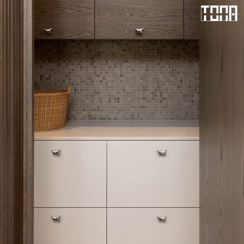 TONA Titanium Silver / Knob / 2 Pack Star-Inspired Titanium Silver Cabinet Knobs Electroplated Brass Cabinet Hardware