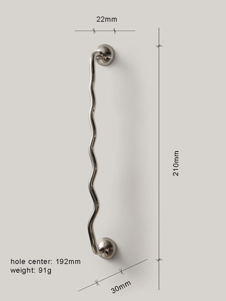 TONA Titanium Silver Solid Brass Cabinet Pull - Stylish Wave Curved Design for Kitchen/Bathroom Cabinets