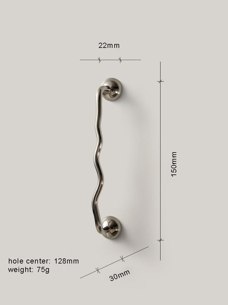 TONA Titanium Silver Solid Brass Cabinet Pull - Stylish Wave Curved Design for Kitchen/Bathroom Cabinets