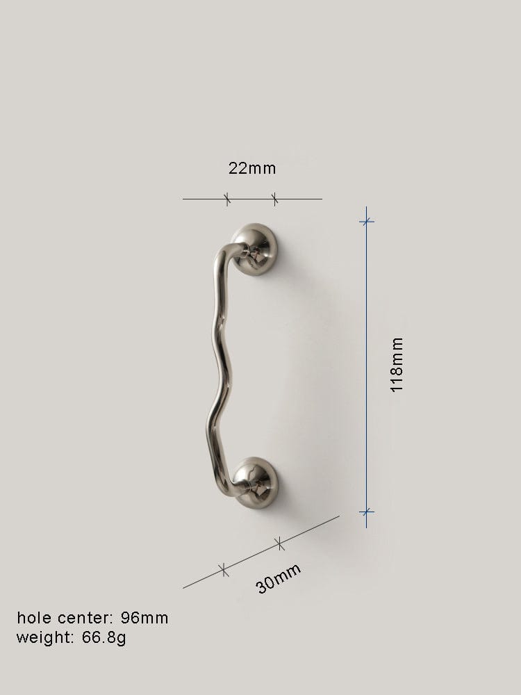 TONA Titanium Silver Solid Brass Cabinet Pull - Stylish Wave Curved Design for Kitchen/Bathroom Cabinets