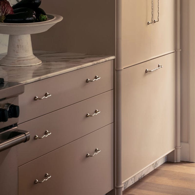 TONA Titanium Silver Solid Brass Cabinet Pull - Stylish Wave Curved Design for Kitchen/Bathroom Cabinets