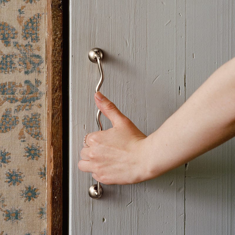 TONA Titanium Silver Solid Brass Cabinet Pull - Stylish Wave Curved Design for Kitchen/Bathroom Cabinets