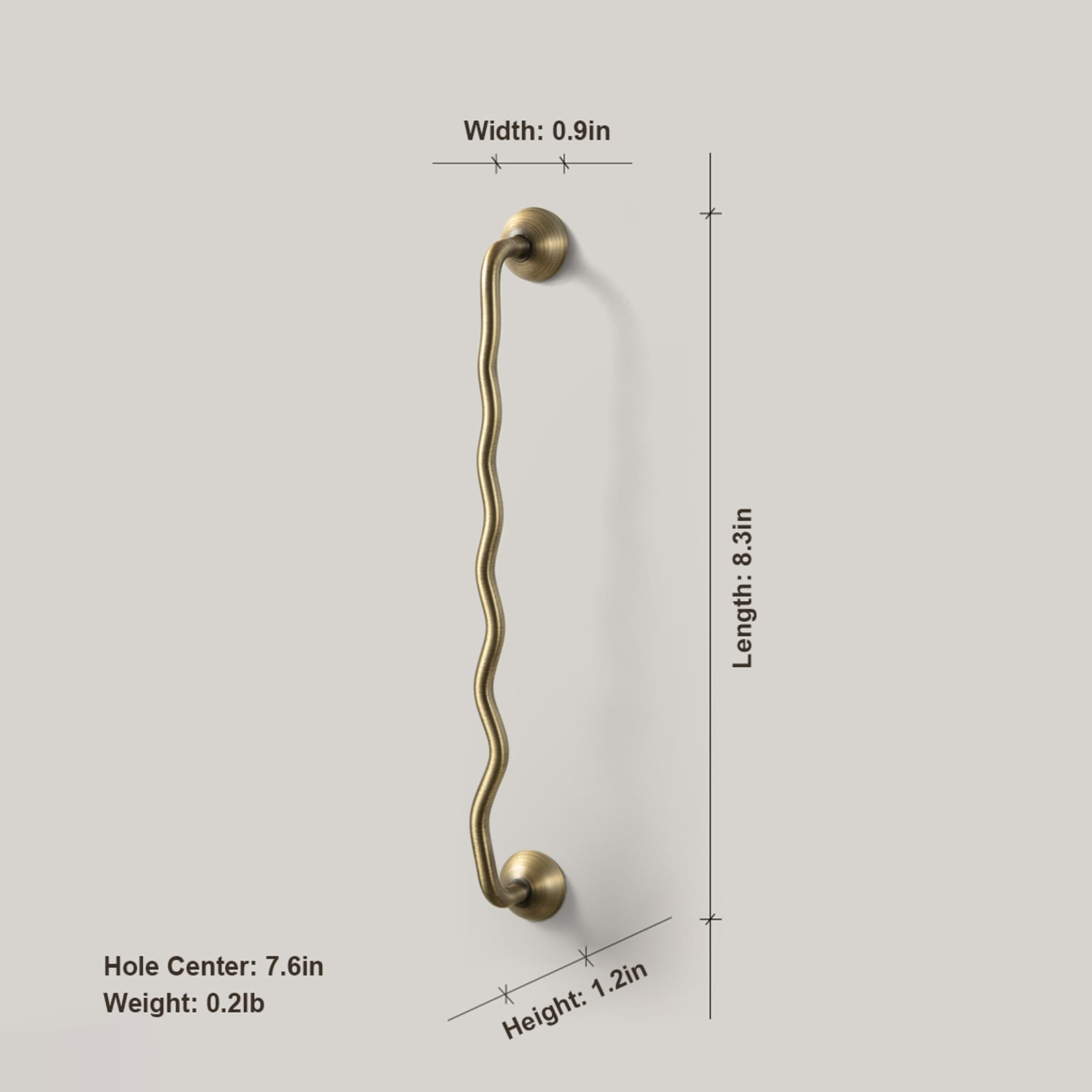TONA Titanium Silver Solid Brass Cabinet Pull - Stylish Wave Curved Design for Kitchen/Bathroom Cabinets
