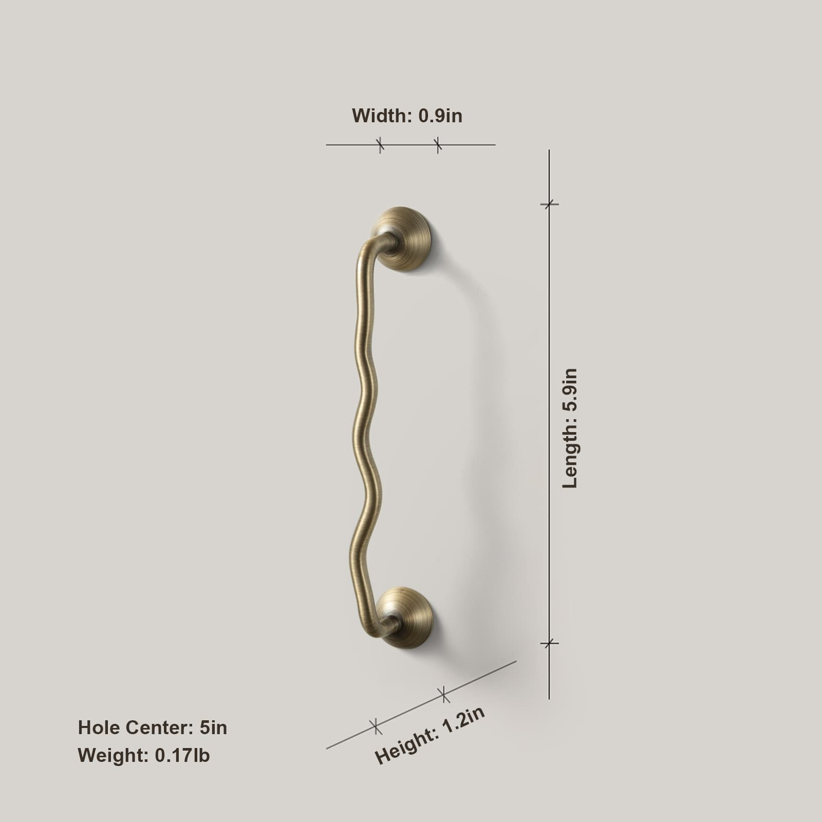 TONA Titanium Silver Solid Brass Cabinet Pull - Stylish Wave Curved Design for Kitchen/Bathroom Cabinets