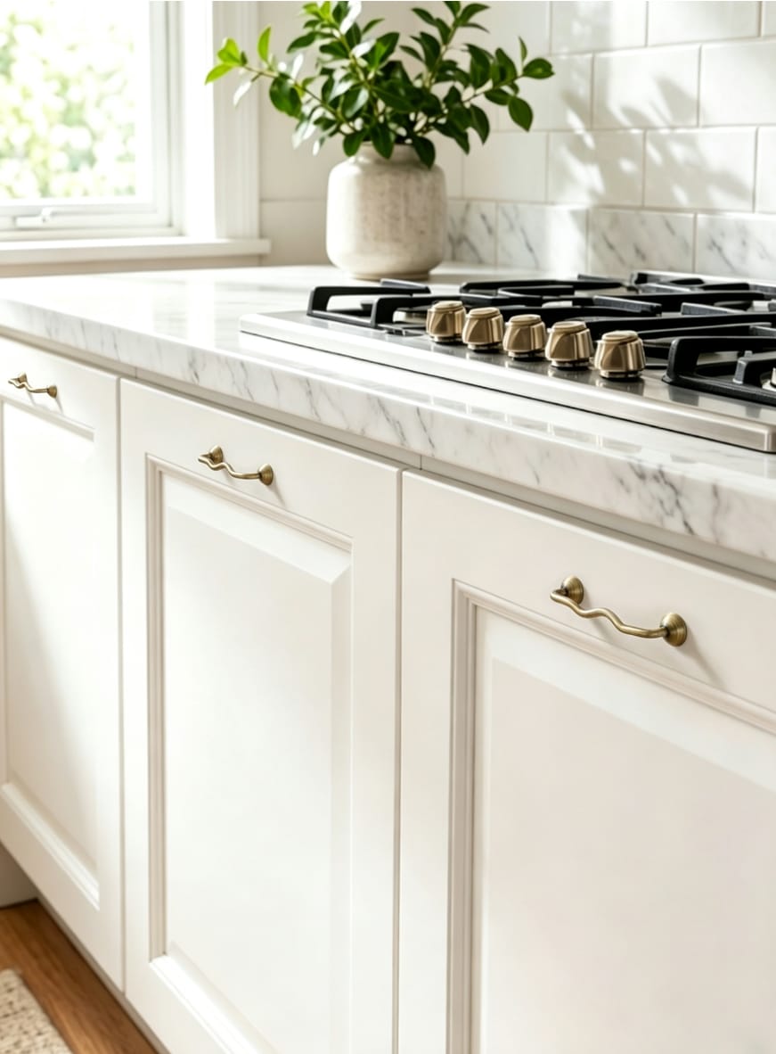 TONA Titanium Silver Solid Brass Cabinet Pull - Stylish Wave Curved Design for Kitchen/Bathroom Cabinets