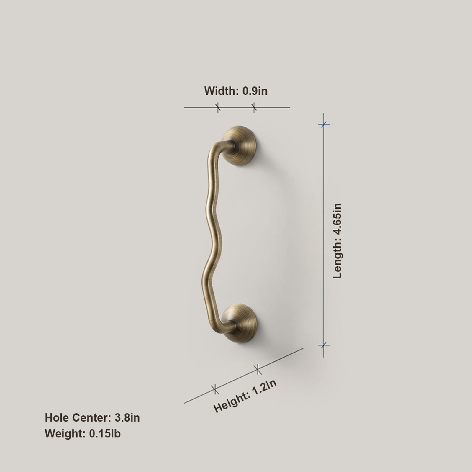TONA Titanium Silver Solid Brass Cabinet Pull - Stylish Wave Curved Design for Kitchen/Bathroom Cabinets