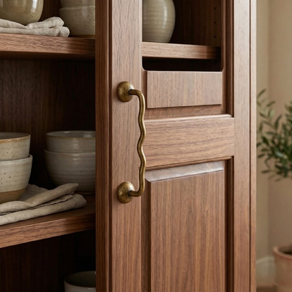 TONA Titanium Silver Solid Brass Cabinet Pull - Stylish Wave Curved Design for Kitchen/Bathroom Cabinets