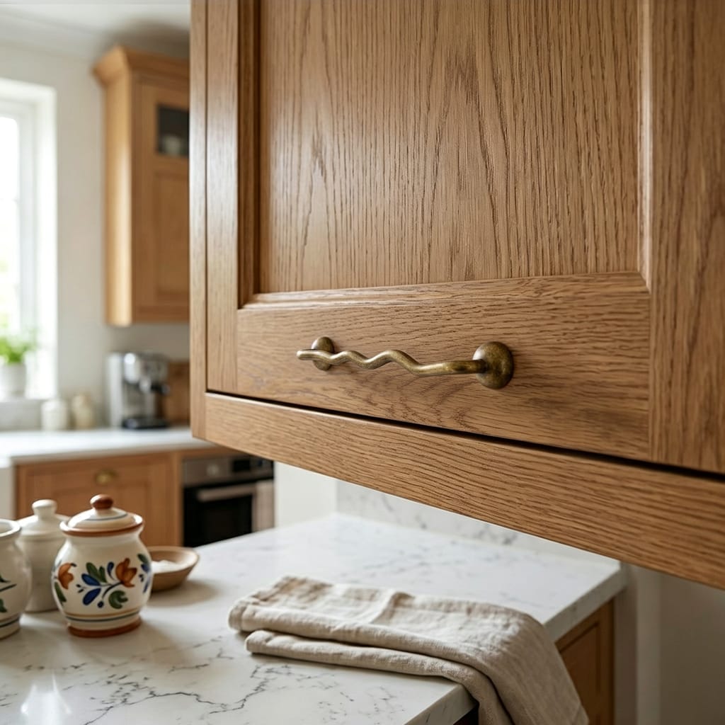 TONA Titanium Silver Solid Brass Cabinet Pull - Stylish Wave Curved Design for Kitchen/Bathroom Cabinets